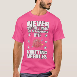 Camiseta Mujer Mayor Con Agujas De Tejer Regalo Para Tejedo