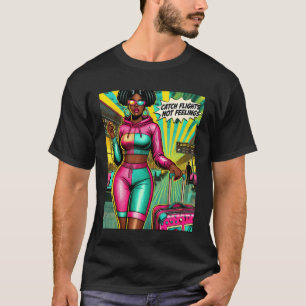 Camiseta Mujer Melanina Pop Art Afro Atrapa Vuelos No Senti