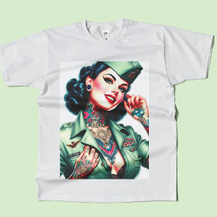 Camiseta Mujer militar tatuada vintage