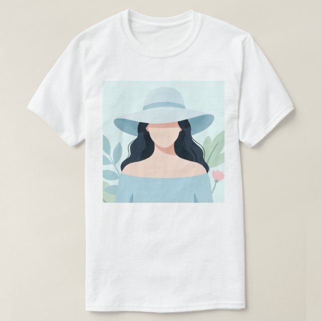 Camiseta Mujer Misteriosa con Sombrero de Ala Ancha (Diseño del anverso)