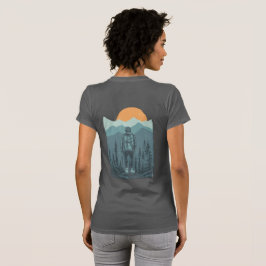 Camiseta Mujer mochilera puesta de sol bosque de montaña