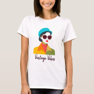 Camiseta Mujer moda en arte retro de corte de papel