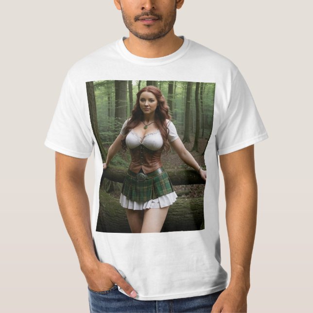 Camiseta Mujer modelo celta en el bosque (Anverso)