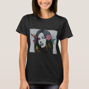 Camiseta Mujer moderna arte linda novia de pintura