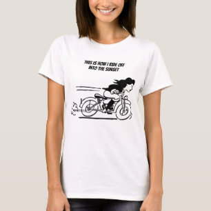 Camiseta Mujer montando motociclismo arte de polluelo