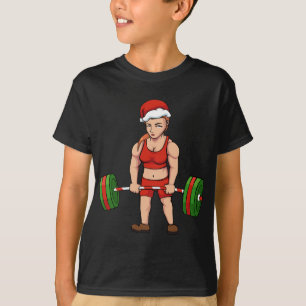 Camiseta Mujer muere levantando Navidades de Santa Hat Paja