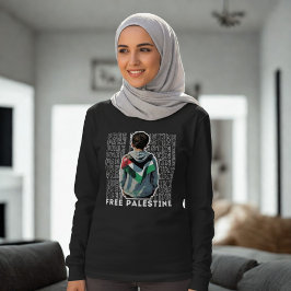 Camiseta Mujer musulmana PALESTINA LIBRE de manga larga neg