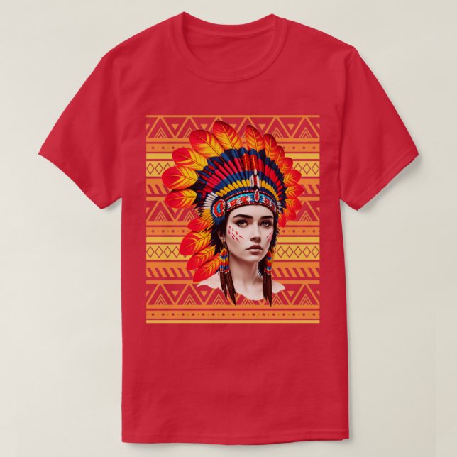 Camiseta Mujer nativa-americana hermosa Oído Nativo A (Diseño del anverso)