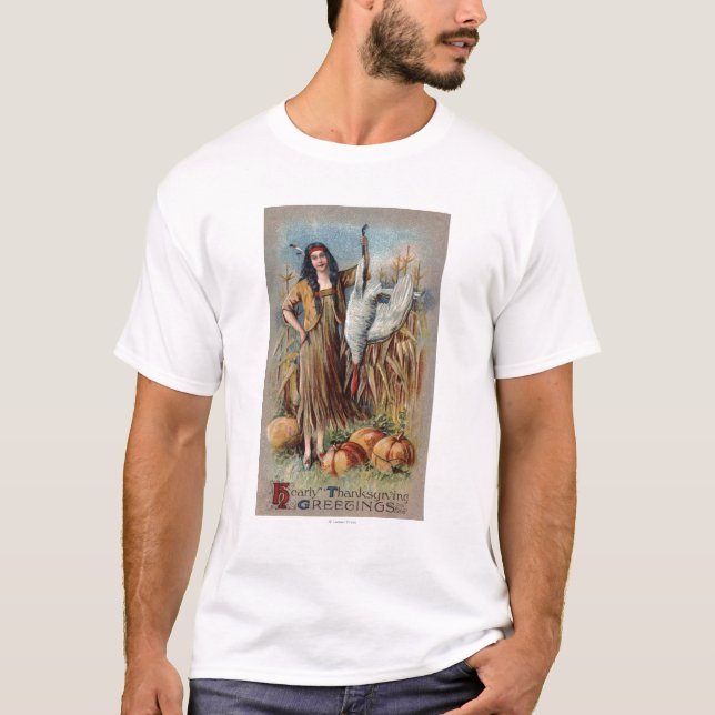 Camiseta Mujer nativa que sostiene Turquía (Anverso)