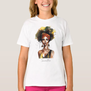 Camiseta Mujer negra con pañuelo étnico