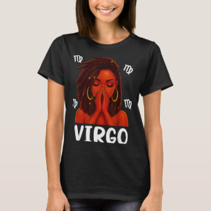 Camiseta Mujer negra con rizos virgo reza Cumpleaños zodiac