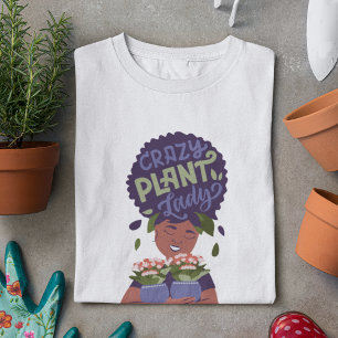 Camiseta Mujer Negra Crazy Plant Lady, Abrazando plantas