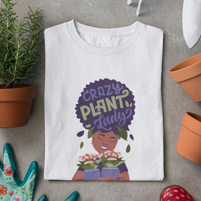 Camiseta Mujer Negra Crazy Plant Lady, Abrazando plantas (Subido por el creador)