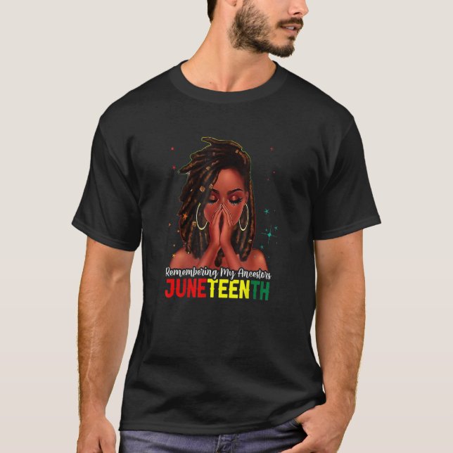 Camiseta Mujer negra de pelo de Loc'd recuerda a mis antepa (Anverso)
