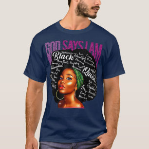 Camiseta Mujer negra Dios dice que soy africana-norteameric
