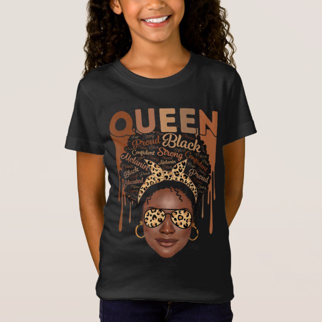 Camiseta Mujer negra educada fuerte melanina reina africana (Anverso)