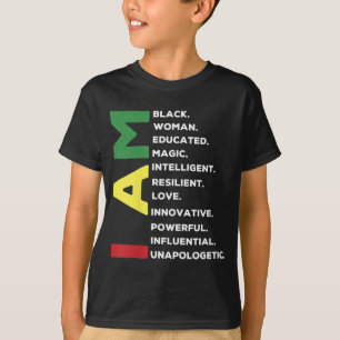 Camiseta Mujer negra educada inteligente poderosa