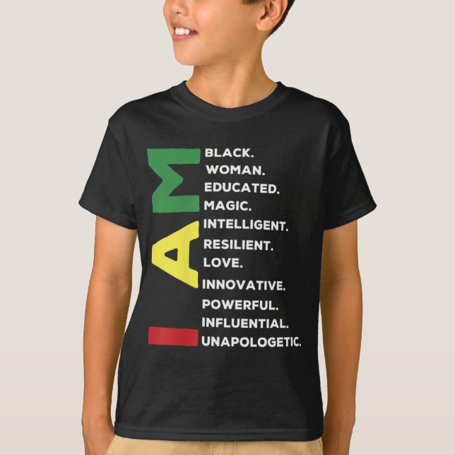 Camiseta Mujer negra educada inteligente poderosa (Anverso)