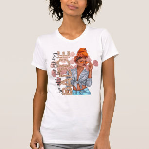 Camiseta Mujer Negra Empresaria Chic Brillo Falso Melanina