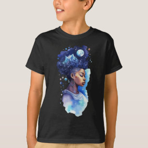 Camiseta Mujer negra espiritual chica afro galaxia melanina