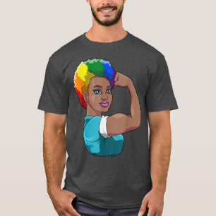 Camiseta Mujer negra fuerte orgullo LGBTQ Mes de historia n