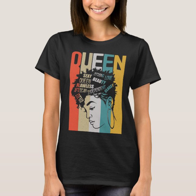 Camiseta Mujer negra fuerte reina africana afro melanina pe (Anverso)