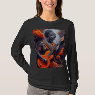 Camiseta Mujer negra joven tocando guitarra acústica