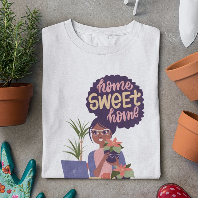 Camiseta Mujer negra: Ladrón de plantas locas, hogar dulce  (Subido por el creador)