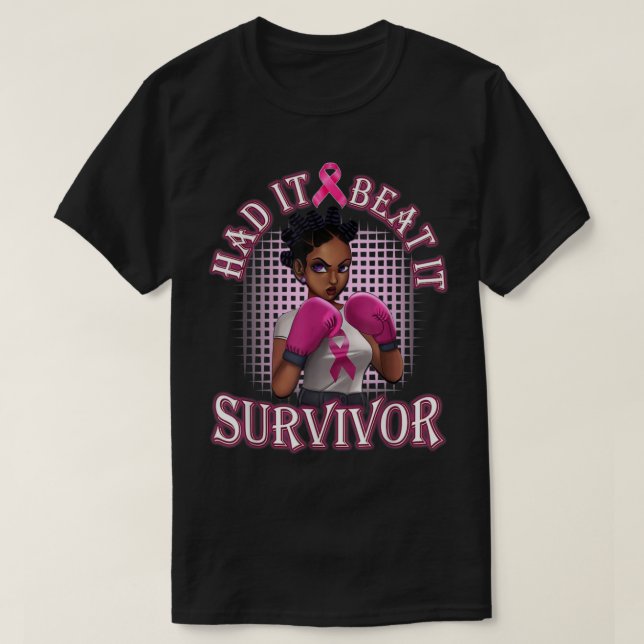 Camiseta Mujer negra le ganó a sobreviviente de cáncer de m (Diseño del anverso)