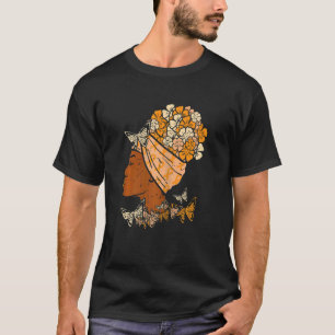 Camiseta Mujer negra mariposas Naranja Ribbon Leuke