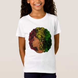 Camiseta Mujer negra rasta afro rojo amarillo verde