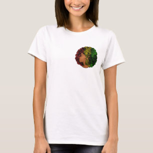 Camiseta Mujer negra rasta afro rojo amarillo verde 