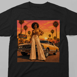 Camiseta Mujer Negra Retro de Los Ángeles 70
