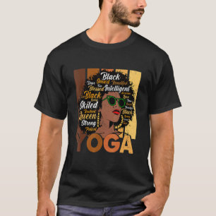Camiseta Mujer Negra Yoga Afro Melanina Genial Mes de la Hi