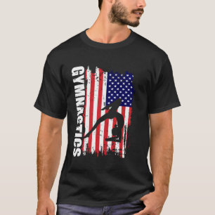 Camiseta Mujer niña de la bandera americana gimnástica