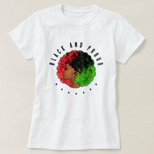 Camiseta Mujer niña negra panafricana orgullo afro verde ro