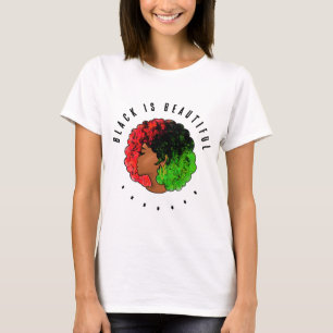 Camiseta Mujer niña negra panafricana orgullo afro verde ro