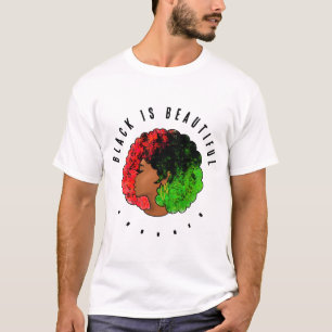 Camiseta Mujer niña negra panafricana orgullo afro verde ro