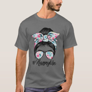 Camiseta Mujer Niñera Vida Desordenada Hair Bun Floral Muje