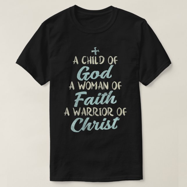 Camiseta Mujer Niño Dios Mujer Guerrero de la fe Cristo Jes (Diseño del anverso)