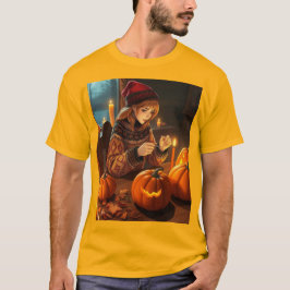 Camiseta Mujer nórdica con calabazas Jack-O