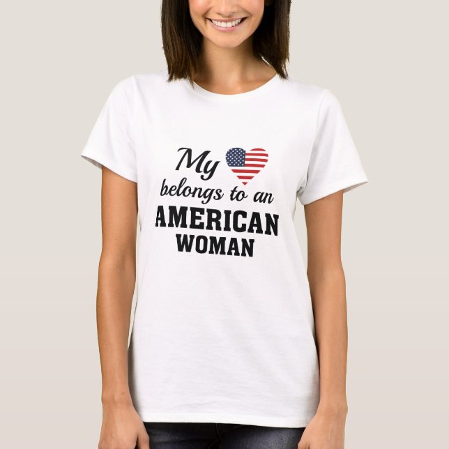 Camiseta Mujer Norteamericana de Corazón (Anverso)