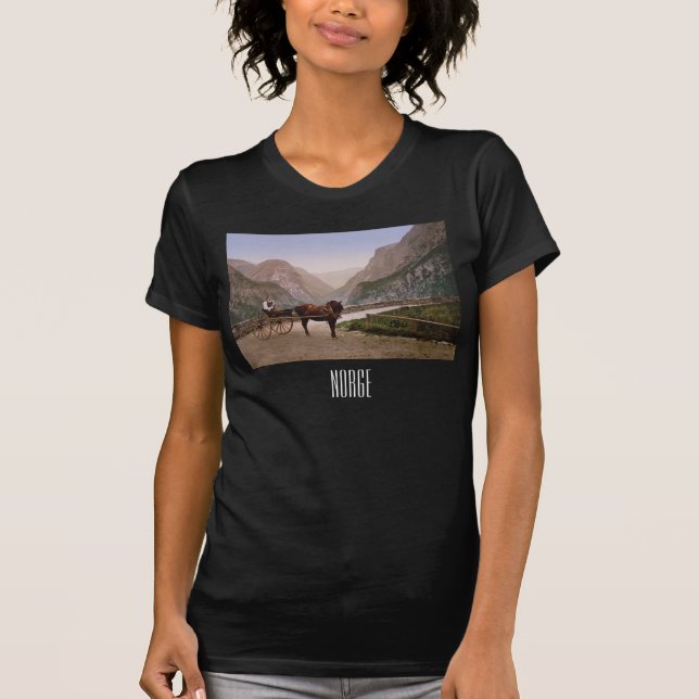 Camiseta Mujer noruega en un carruaje tirado por caballos (Anverso)