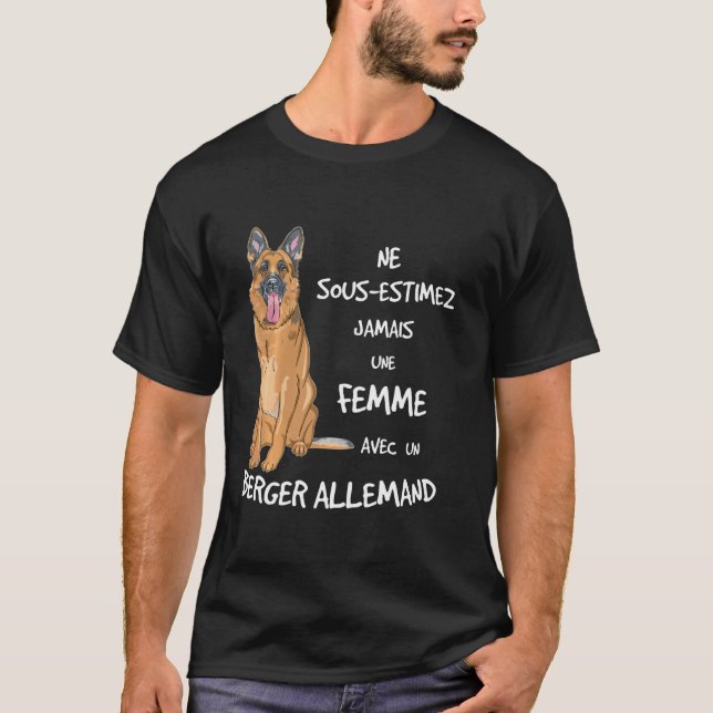 Camiseta Mujer nunca con un pastor alemán. (Anverso)