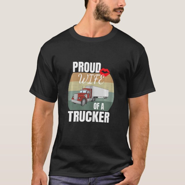 Camiseta Mujer Orgullosa Esposa De Una Camionera Conducir E (Anverso)