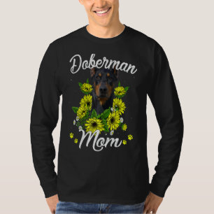Camiseta Mujer Perro Día de la Madre Girasol Doberman Mo