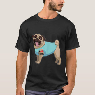 Camiseta Mujer: Perro divertido Pug Amo Mamá Tattoo Regalo 