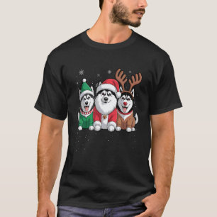 Camiseta Mujer Perro Husky Siberiano Reno Santa Divertido D