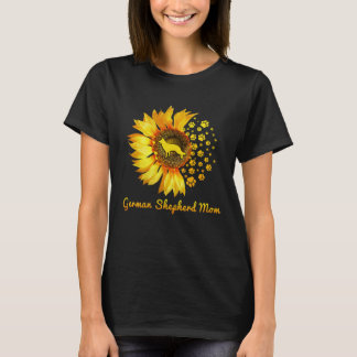 Camiseta Mujer Perro Madre Pastor Alemán Girasol
