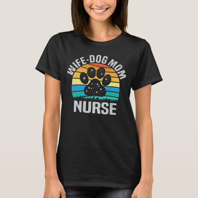 Camiseta Mujer Perro Mamá Enfermera Divertido Perro Amante  (Anverso)